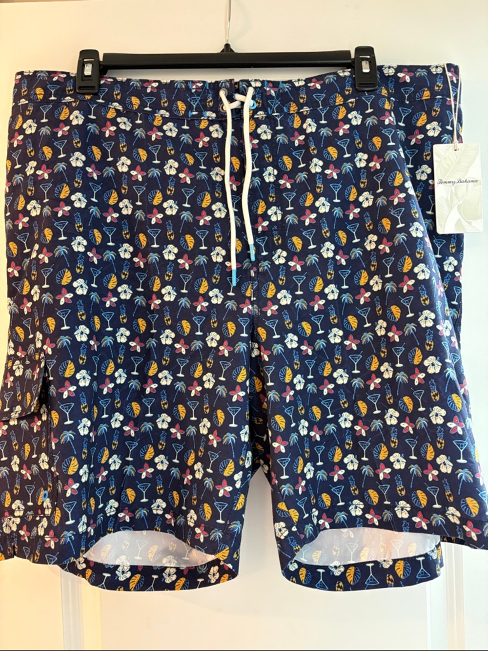 Tommy Bahama Navy Tropical Cocktail Print Men's Swim Shorts